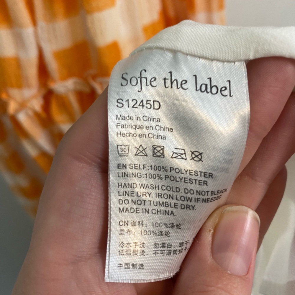 Sofie The Label Women’s Orange Checkered Tiered Sundress - Picture 6 of 8